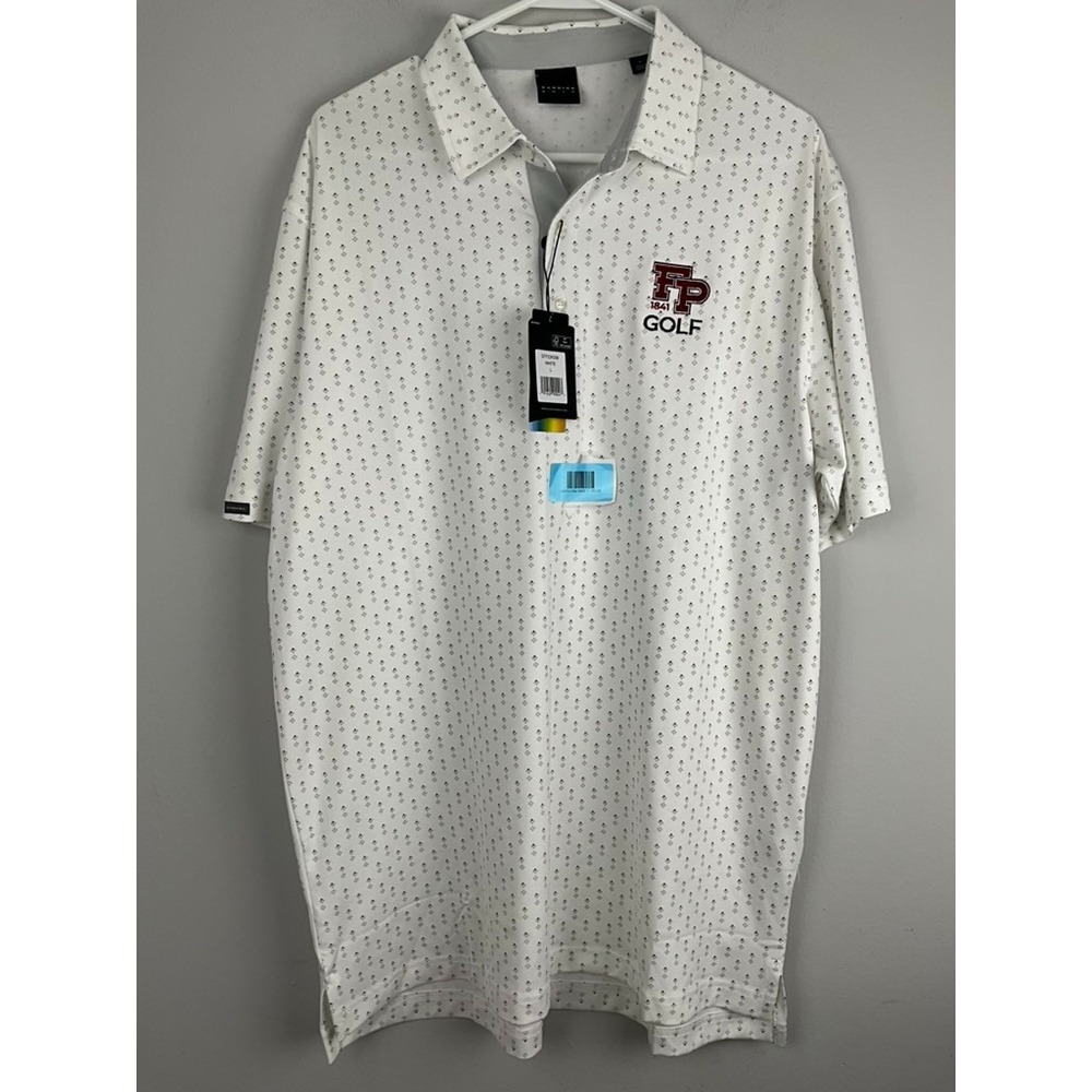 NEW‎ Dunning Golf Performance Polo Shirt Men's Large White Coolmax Wicking